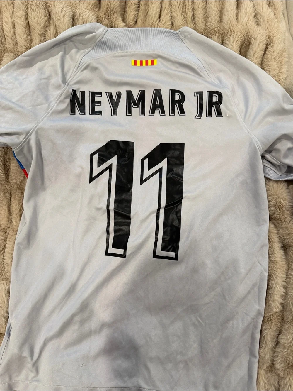 Nike Gray FC Barcelona Jersey with Red & Blue Cross
